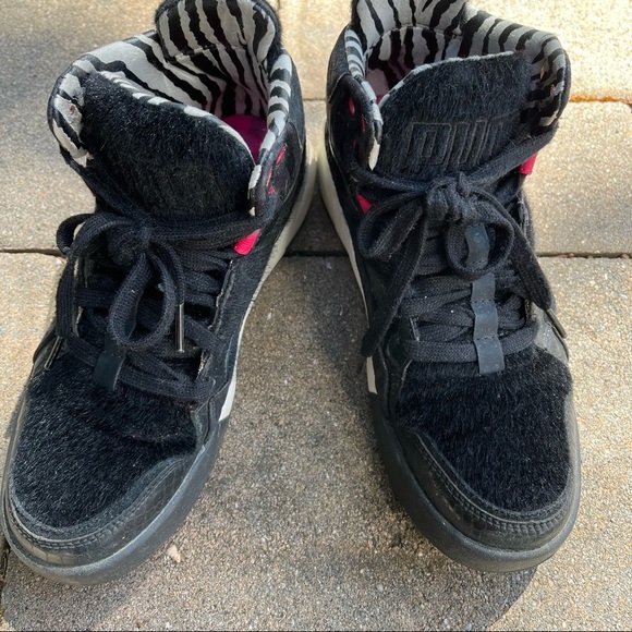 PUMA Women's FUTURE TRINOMIC SLIP STRAM HI ANIMAL FUR Black 7.5 - Picture 1 of 4